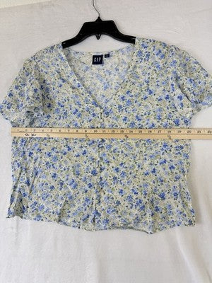 Gap Top Large Womens Blouse Crepe Flutter Sleeve Cottagecore Boho
