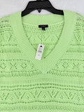 Talbots Plus Size Sweater 2X Petite Women Green 100% Cotton Sleeveless VNeck NWT
