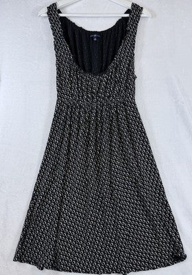 Gap Dress Women Medium Sleeveless Jersey Knit Black Print Knee Length Fit Flare