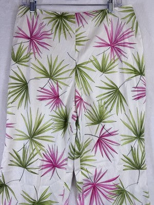 Vintage Talbots Pants 14 Straight Leg Silk Blend Side Zip Leaf Print Lined Women