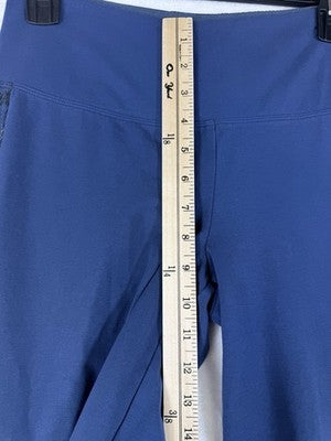 Women With Control Pants XS Blue Pull On Blue Straight Leg Plaid Knit Womens