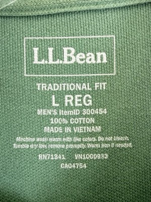 LL Bean Premium Double L Polo Shirt Large Men Green Short Sleeve Traditional Fit