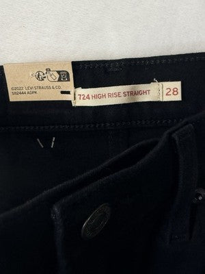 Levis 724 High Rise Slim Straight 28 Womens Black 28x32 Levi’s New NWT