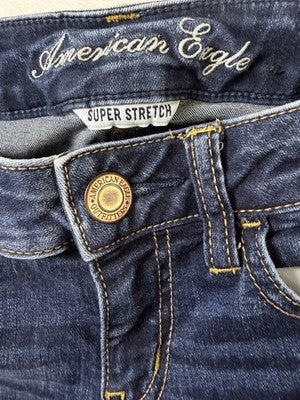 American Eagle Jeggings Size 00 Dark Blue Zip Ankle Denim Jeans