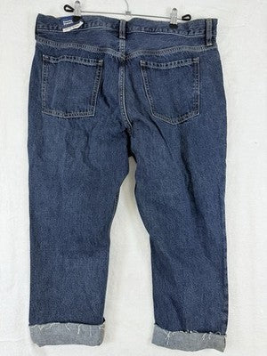 Old Navy Crop Jeans Womens 16 Slouchy Straight Leg Extra High Rise Blue NWT
