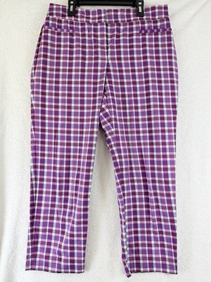 Ann Taylor Crop Pants 4 Purple Plaid Womens