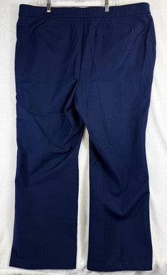 Lands End Straight Leg Pants 24W Navy Blue Pencil Pintuck Plus Size Womens