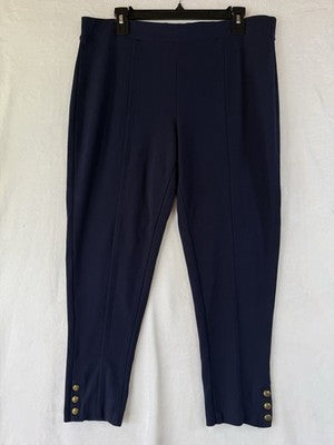 Talbots Ponte Pants XL Petite Navy Blue Knit Pull On Womens