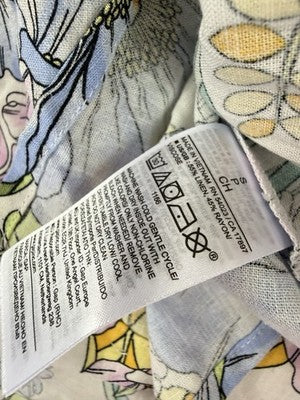 Gap Body Top Small Women Linen Blend Swing Cami Floral Pink Blue Sleeveless New