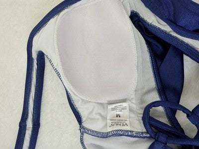 Venus Bikini Set Medium Bottoms 4 Halter Top Navy Blue Swimsuit Womens