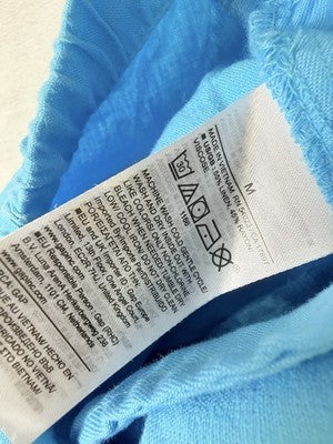 Gap Linen Pants Medium Womens Blue Linen Blend Easy Pull On Wide Hem New NWT