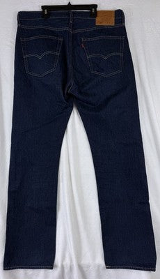 Levis 501 Jeans Mens Button Fly 36x34  Blue Stretch Straight Leg