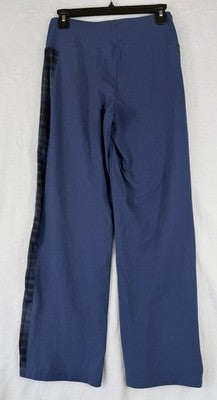 Women With Control Pants XS Blue Pull On Blue Straight Leg Plaid Knit Womens