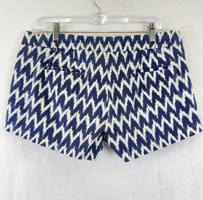 J Crew Chino Shorts Women 10 Blue Ikat Print 3”