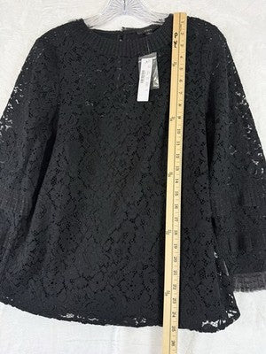 J Crew Lace Top & Tank Black Small Womens Tulle Ruffle Blouse New NWT