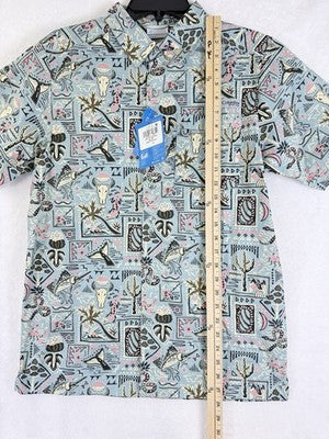 Columbia PFG Shirt Small Mens Short Sleeve Fishing Wild Cast Blue Button Up New
