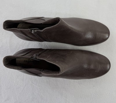 Clarks Womens Shoes 8.5 Leather Booties Brown Emslie Noreen New