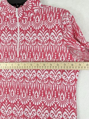 IBKUL Womens Long Sleeve Top Medium 1/4 Zip Mock Neck Pink Barbara Golf