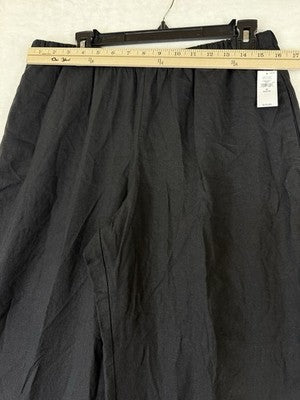 Gap Wide Leg Linen Pants Women Medium Petite Black Pull On Easy Pockets New NWT