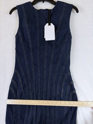 Gap Studio Denim Dress 6 Women Seamed Midi Dark Blue Women GapStudio New