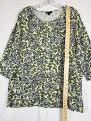 J Jill Large Top 3/4 Sleeve Wearever Collection Knit Floral Print Womens