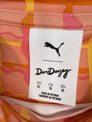 Puma Dani Dazey Top XL Cloudspun Mock Neck Pink Plaid Womens NWT