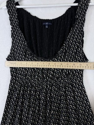 Gap Dress Women Medium Sleeveless Jersey Knit Black Print Knee Length Fit Flare