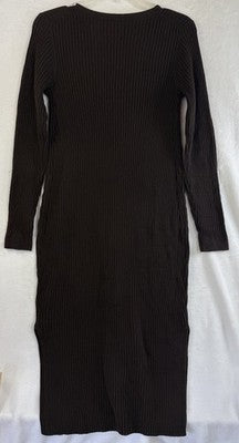 Gap Maternity Dress XS CashSoft Sweater Rib Knit Midi Long Sleeve Brown Women