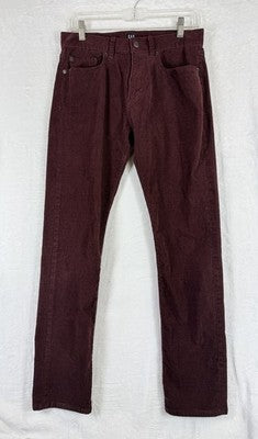 Gap Denim Corduroy Pants 29x30 Slim Fit Burgundy Mens