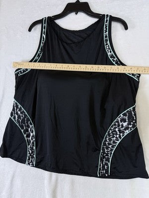 Swimsuits For All Aquabelle 26 Tankini Top Black Cheetah Print Plus Size Womens