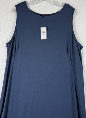 J Jill Wearever Dress Medium XL Blue Sleeveless Shift Long Knit Womens New NWT