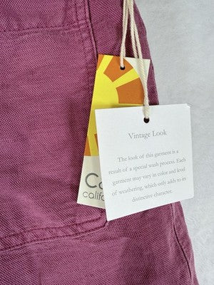 C&C California Linen Shorts Large Pink Belt Womens New NWT