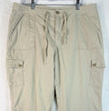 LL Bean Flannel Lined Cargo Pants Womens 18 Petite Tan Beige 18P Favorite Fit