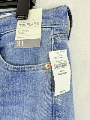 Gap 70s Flare High Rise Jeans 12 31 Womens New NWT Blue Medium Indigo Denim