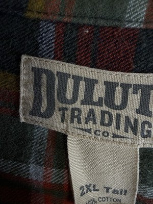 Duluth Trading Flannel Shirt Mens 2XL Tall 2XLT Long Sleeve Button Up Down Red