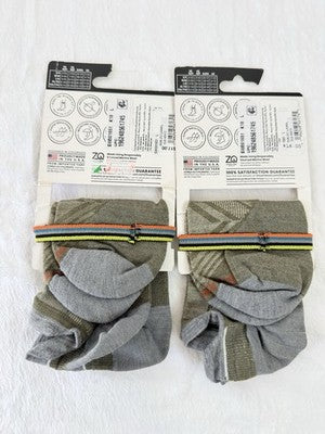 Smartwool Running Socks Large Merino Wool Run Zero Cushion Ankle Green Lot New