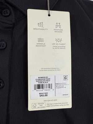 Lady Hagen Golf Shirt XS Sleeveless Polo Black Pique Womens Walter NWT