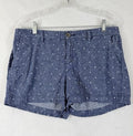 Old Navy Everyday Shorts 10 Women Linen Chambray Blue Polka Dot 3” Womens