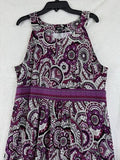 Apt 9 Dress Medium Petite Sleeveless Purple Paisley Fit Flare Womens