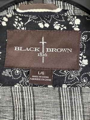 Black Brown 1826 Linen Blazer Large Gray Plaid Jacket Mens