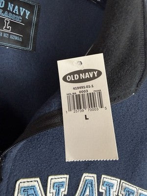 Vintage Old Navy Hoodie Large Men 1/4 Zip Blue Logo Sweatshirt Deadstock New