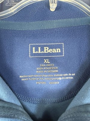 LL Bean Fleece Pullover XL Tall Mens Blue 1/4 Zip Sweatshirt Jacket Mock Neck