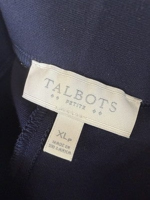 Talbots Ponte Pants XL Petite Navy Blue Knit Pull On Womens