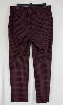 J Jill Ponte Slim Leg Pants Medium Petite Red Black Plaid Womens MP Knit Pull On