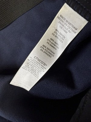 Chicos Size 2.5 Pants Ankle Ponte Pull On Navy Blue Knit Womens Large