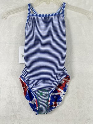 Dolfin Uglies 36 One Piece Swimsuit Red White Blue Womens USA NWT