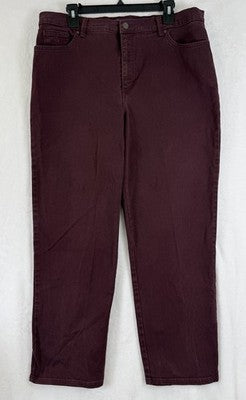 Gloria Vanderbilt Amanda Jeans 16 Average Missy Burgundy Red Womens