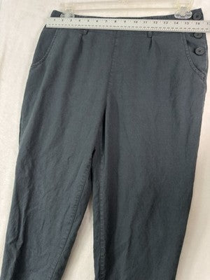 Seasalt Cornwall Nanterrow Trousers 10 Petite Pants Gray Blue Linen Cotton Women