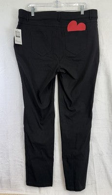 89th & Madison Womens 14W Black Heart Stretch Mid Rise Skinny Ankle Pant New NWT