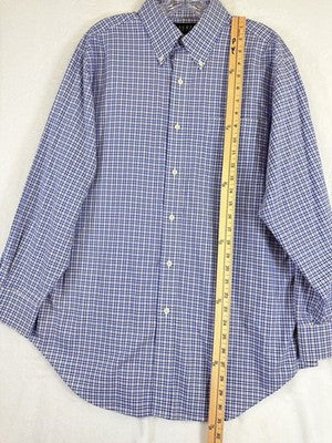 Lauren Ralph Lauren Shirt Mens 16.5 32/33 Blue Plaid Long Sleeve Button Non Iron